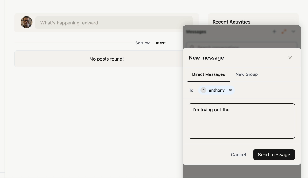 ArtistsZone Community Message Screenshot